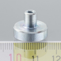 Magnet oală cu coadă, diam. 16 x înălțime 4,5 mm cu filet interior M4, înălțime filet 7 mm, magnet SmCo