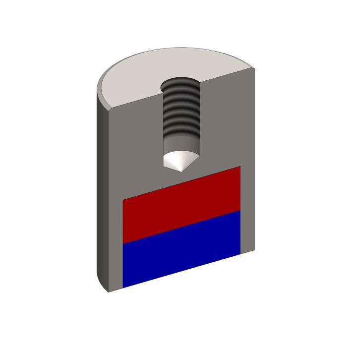 Magnet oală cilindru diam. 8 x înălțime 20 mm cu filet interior M3. lungime filet 5 mm