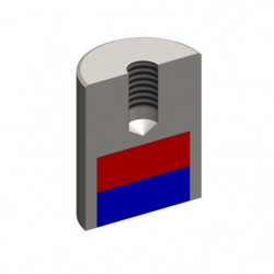 Magnet oală cilindru diam. 10 x înălțime 16 mm cu filet interior M4. lungime filet 7 mm