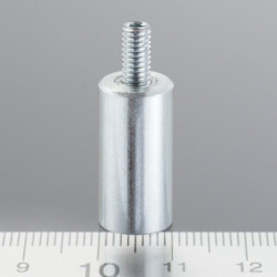 Magnet oală cilindru diam. 10 x înălțime 20 mm cu filet exterior M4. lungime filet 8 mm