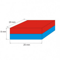 Magnet neodim bloc 25x20x8 N 80 °C, VMM4-N30