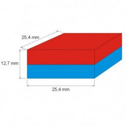 Magnet neodim bloc 25,4x25,4x12,7 N 80 °C, VMM6-N40