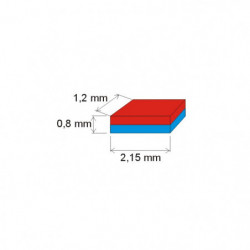 Magnet neodim bloc 2,15x1,2x0,8 N 150 °C, VMM8SH-N45SH