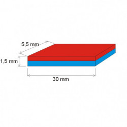 Magnet neodim bloc 30x5,5x1,5 P 150 °C, VMM8SH-N45SH