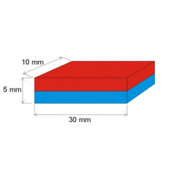 Magnet neodim bloc 30x10x5 N 80 °C, VMM7-N42