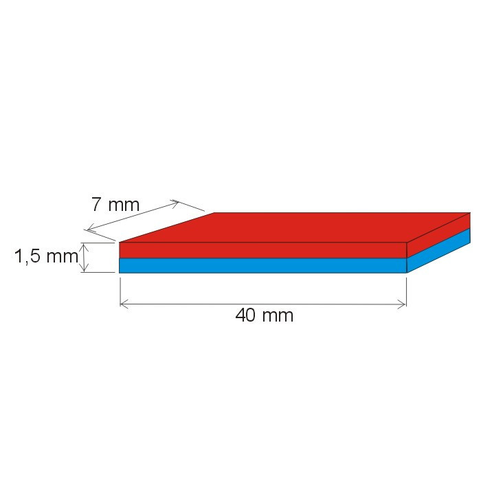 Magnet neodim bloc 40x7x1,5 N 180 °C, VMM6UH-N38UH