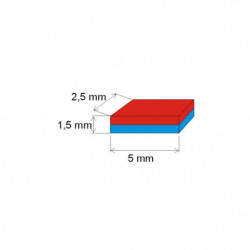 Magnet neodim bloc 5x2,5x1,5 N 120 °C, VMM65H-N44H