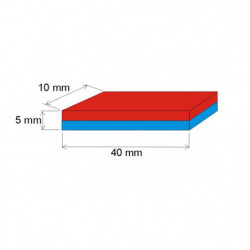 Magnet neodim bloc 40x10x5 N 80 °C, VMM10-N50