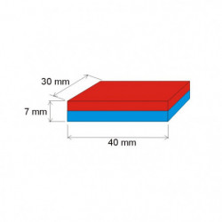 Magnet neodim bloc 40x30x7 N 80 °C, VMM4-N30