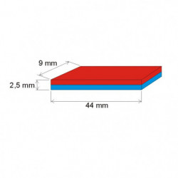 Magnet neodim bloc 44x9x2,5 N 80 °C, VMM4-N35