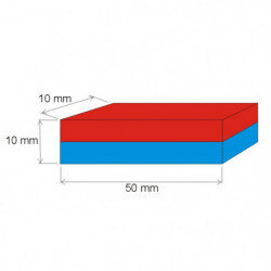 Magnet neodim bloc 50x10x10 N 80 °C, VMM4-N35