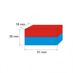 Magnet neodim bloc 51x18x35 N 80 °C, VMM4-N30
