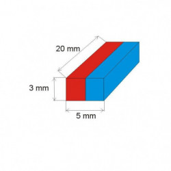 Magnet neodim bloc 3x5x20 N 80 °C, VMM10-N50