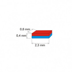 Magnet neodim bloc 2,3x0,6x0,4 P 150 °C, VMM8SH-N45SH