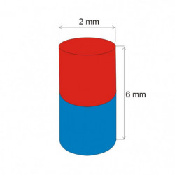 Magnet neodim cilindru cu diam.2x6 N 180 °C, VMM4UH-N33UH