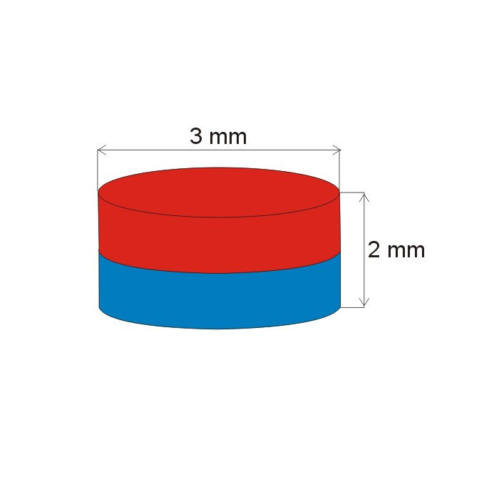 Magnet neodim cilindru cu diam.3x2 N 80 °C, VMM4-N30