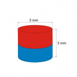 Magnet neodim cilindru cu diam.3x3 N 80 °C, VMM8-N45