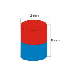 Magnet neodim cilindru cu diam.3x6 N 80 °C, VMM4-N30