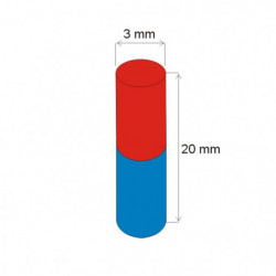 Magnet neodim cilindru cu diam.3x20 N 80 °C, VMM5-N38
