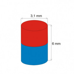Magnet neodim cilindru cu diam.3,1x6 N 80 °C, VMM4-N30