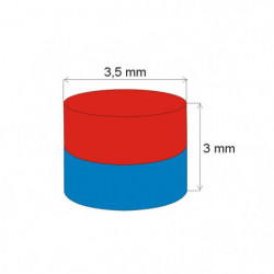 Magnet neodim cilindru cu diam.3,5x3 N 80 °C, VMM5-N38