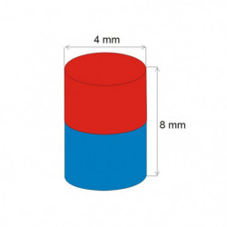 Magnet neodim cilindru cu diam.4x8 N 80 °C, VMM2-N30