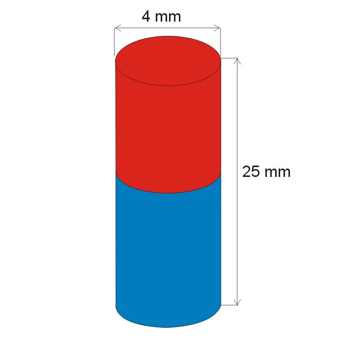 Magnet neodim cilindru cu diam.4x25 N 80 °C, VMM7-N42
