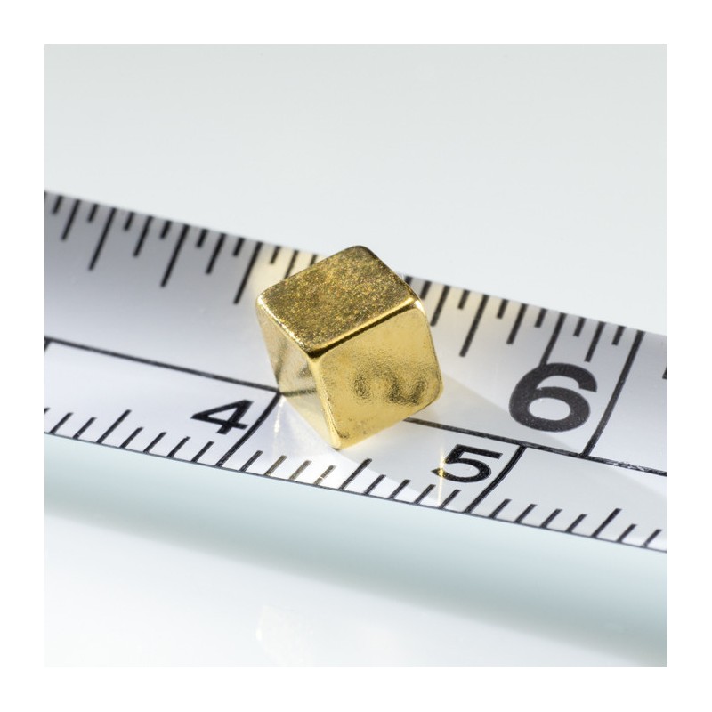 Magnet neodim bloc 5x5x5 Au 80 °C, VMM7-N42