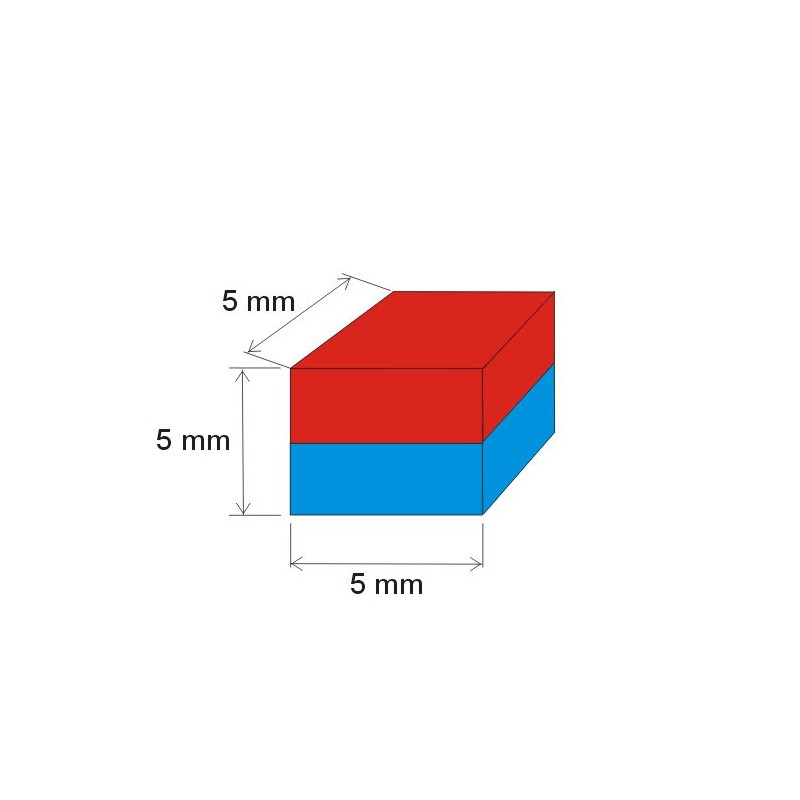 Magnet neodim bloc 5x5x5 Au 80 °C, VMM7-N42