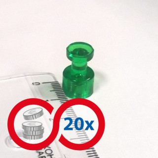 Magnet puternic conic colorat diam.10x17,5 - verde - set 20 buc