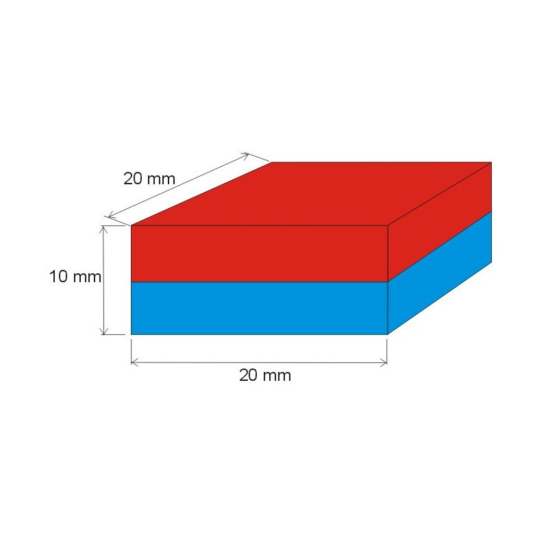 Magnet neodim bloc 20x20x10 N 80 °C, VMM7-N42