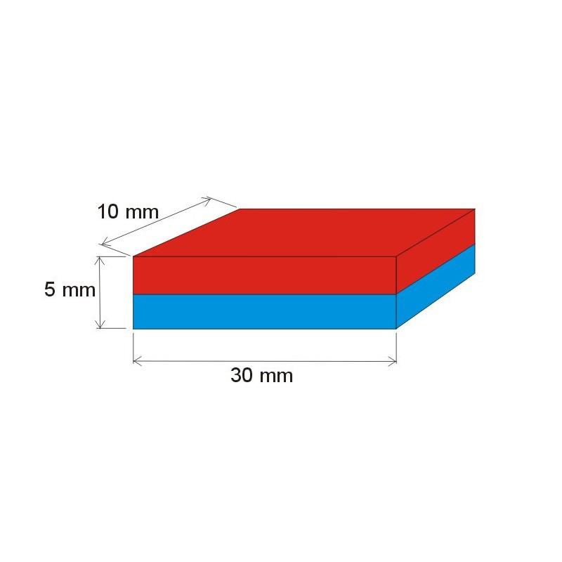 Magnet neodim bloc 30x10x5 N 80 °C, VMM7-N42