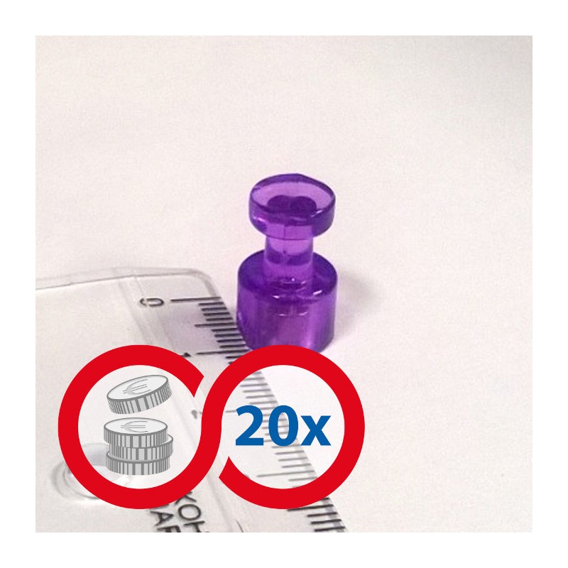Magnet puternic conic colorat diam.10x17,5 - violet - set 20 buc