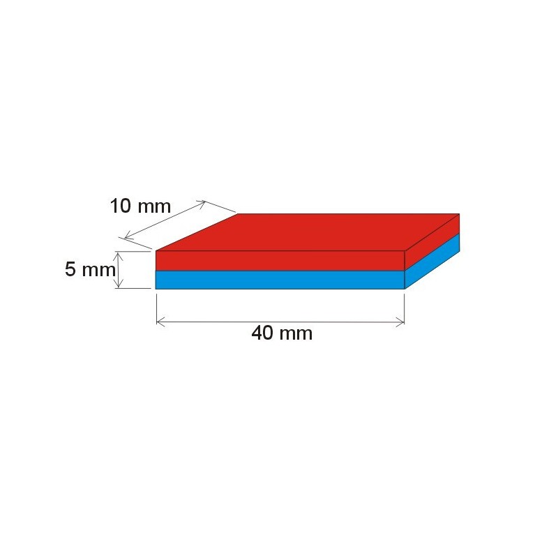 Magnet neodim bloc 40x10x5 N 80 °C, VMM7-N42