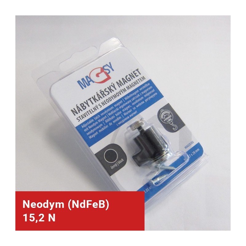 Magnet neodim mobilier reglabil – negru – ambalare comercială