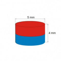 Magnet neodim cilindru cu diam.5x4 N 80 °C, VMM4-N35