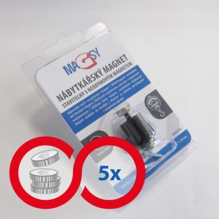 Magnet neodim mobilier reglabil – negru – ambalare comercială - set 5 buc