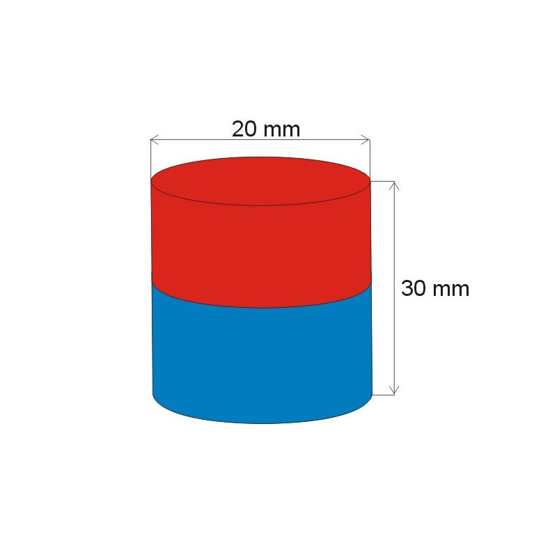Magnet neodim cilindru cu diam.20x30 N 80 °C, VMM4