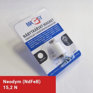 Magnet neodim mobilier reglabil – alb – ambalare comercială