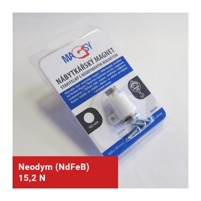 Magnet neodim mobilier reglabil – alb – ambalare comercială