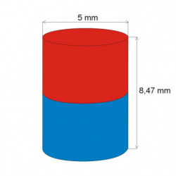 Magnet neodim cilindru cu diam.5x8,47 N 80 °C, VMM8-N45