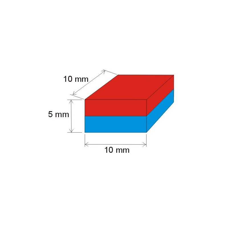 Magnet neodim bloc 10x10x5 N 80 °C, VMM7-N42