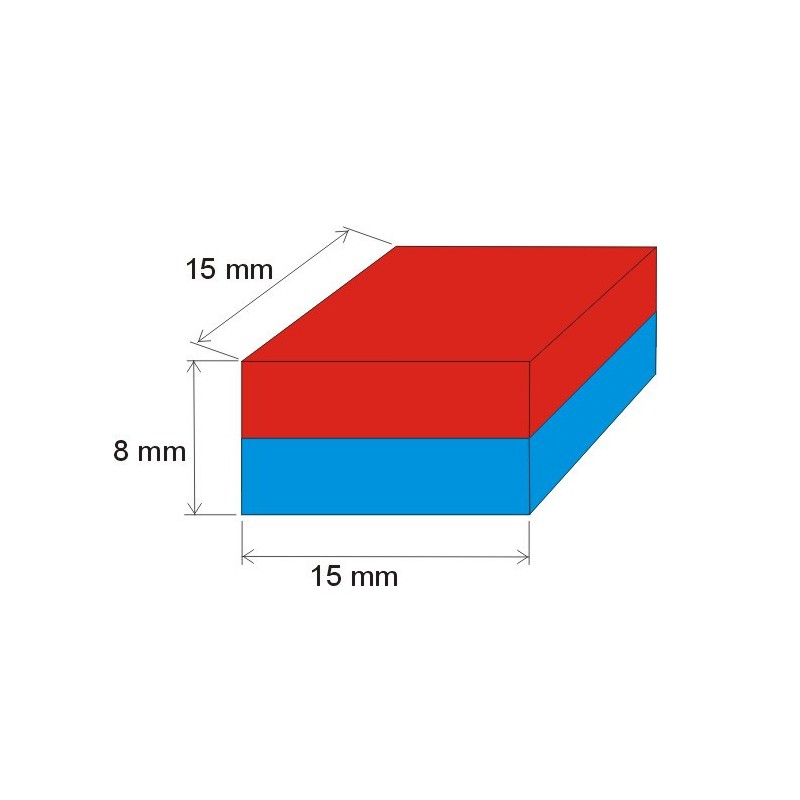Magnet neodim bloc 15x15x8 N 80 °C, VMM7-N42