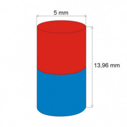 Magnet neodim cilindru cu diam.5x13,96 N 80 °C, VMM8-N45