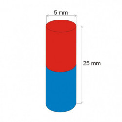 Magnet neodim cilindru cu diam.5x25 N 80 °C, VMM8-N45
