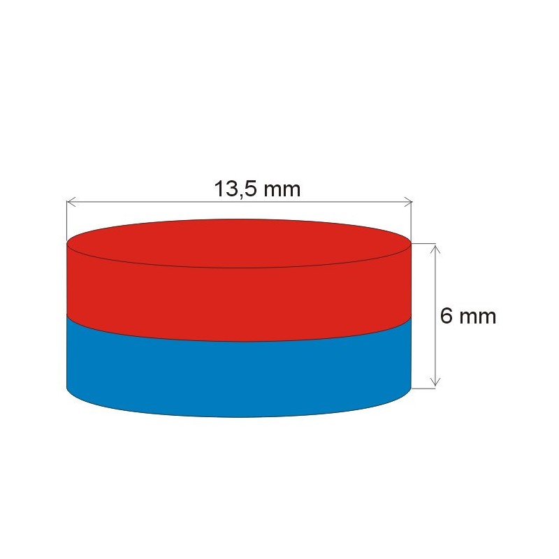 Magnet neodim cilindru cu diam.13,5x6 N 80 °C, VMM7-N42