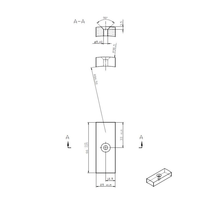 Magnet din neodim cu orificiu pentru șurub 98,5x86,5x25x66 N VMM11-80°C