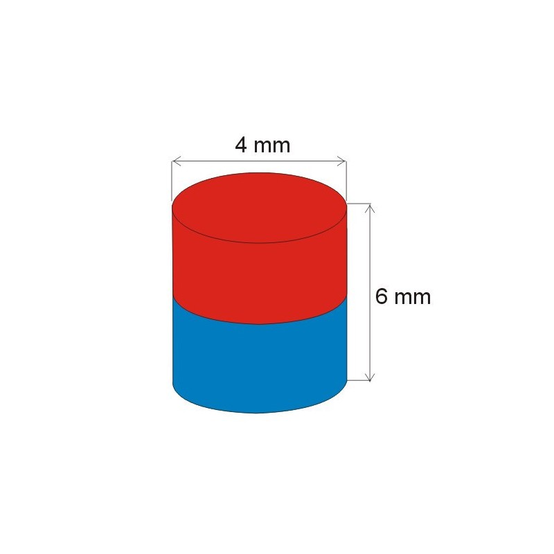 Magnet neodim cilindru cu diam.4x6 N 80 °C, VMM7-N42