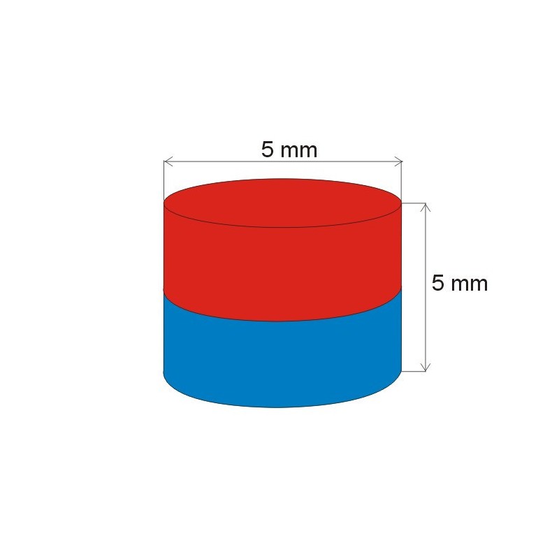 Magnet neodim cilindru cu diam.5x5 N 200°C, VMM 3 EH