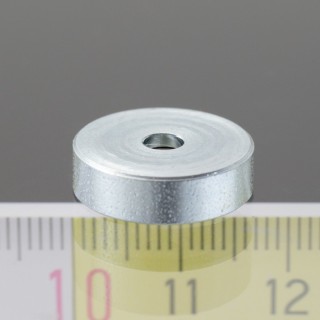 Magnet oală diam. 16, înălțime 4,5 mm, cu gaură pentru șurub cu cap înecat diam. 3,5